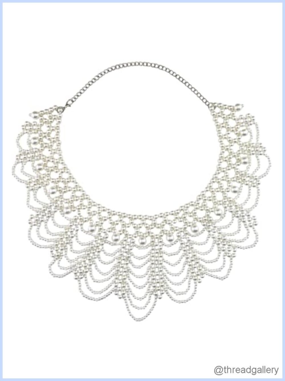 Layered Faux Pearl Choker Necklace Multi Strand Collar for Women